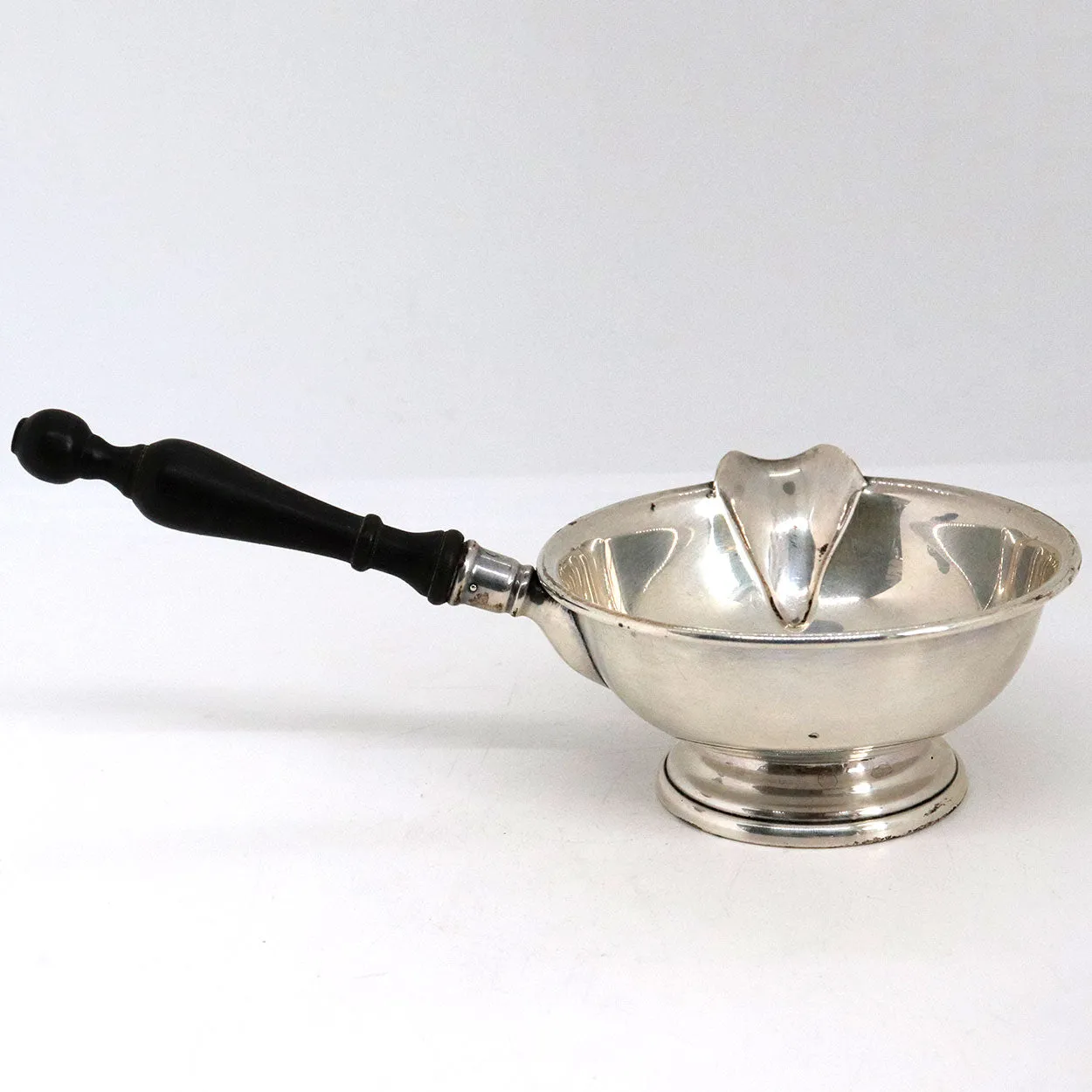 American Watrous Sterling Silver and Wood Handle Brandy / Sauce Warmer Pipkin