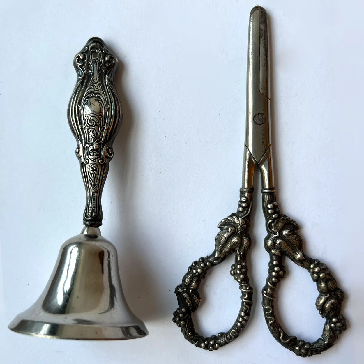 American Webster Sterling Silver Grape Shears/Scissors and Dinner Bell