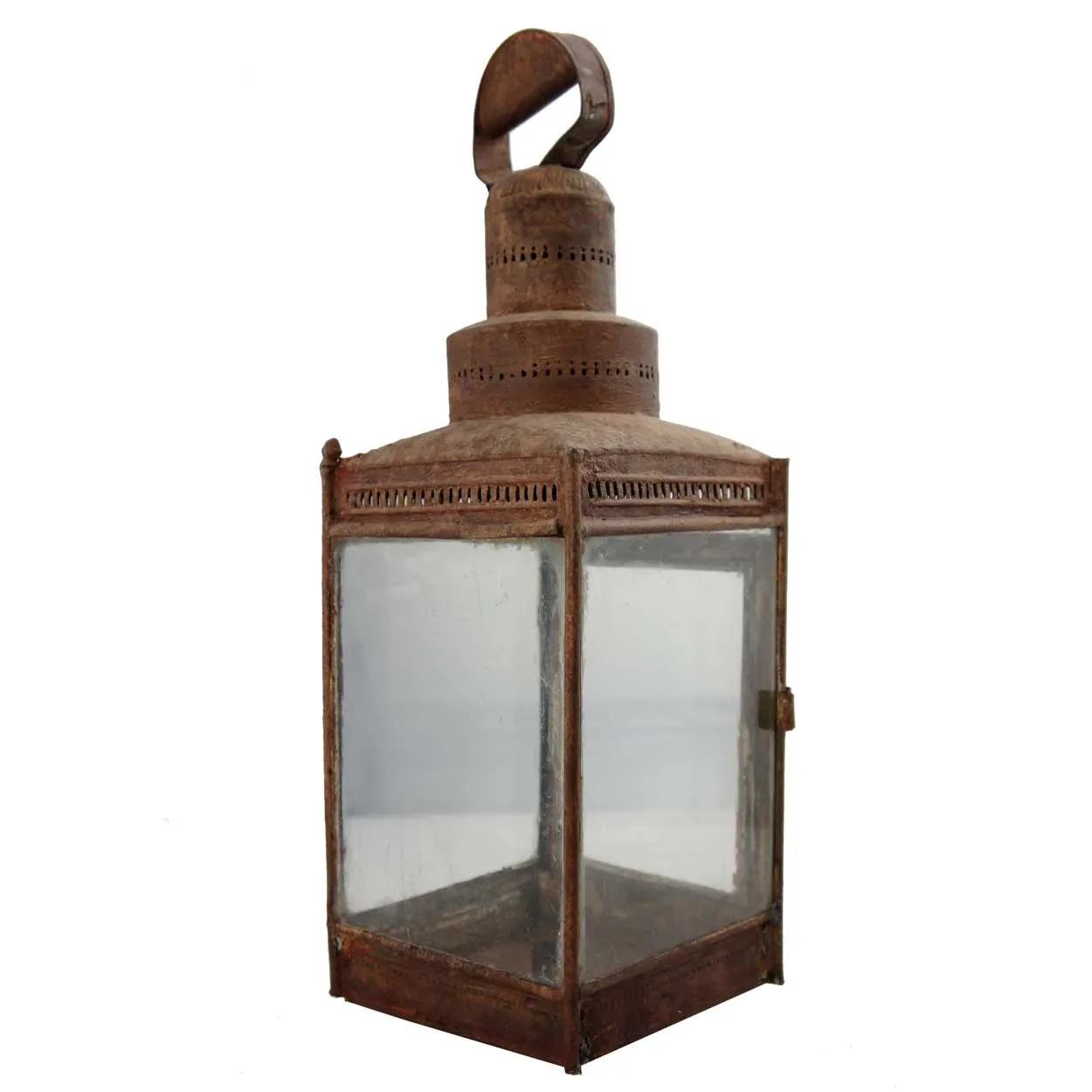 Anglo Indian Red Painted Toleware Portable Lantern