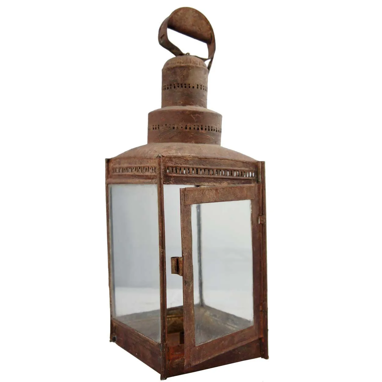 Anglo Indian Red Painted Toleware Portable Lantern