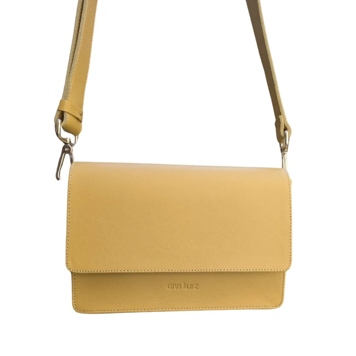 ANN KURZ Perfect square crossbody bag nappa golden yellow women