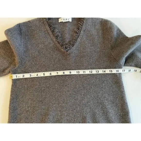 Anthropologie THML Sweater with Frayed Accents V Neck Size Small