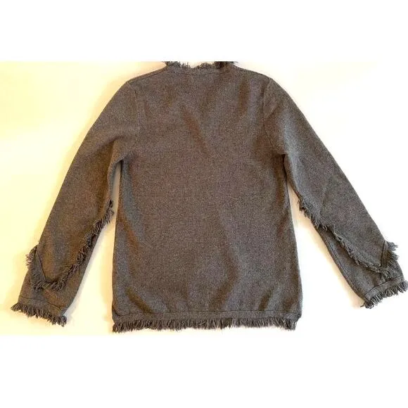 Anthropologie THML Sweater with Frayed Accents V Neck Size Small
