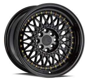 Aodhan AH05 15x8 4x100/114.3  20 Full Gloss Black ( Gold Rivet)