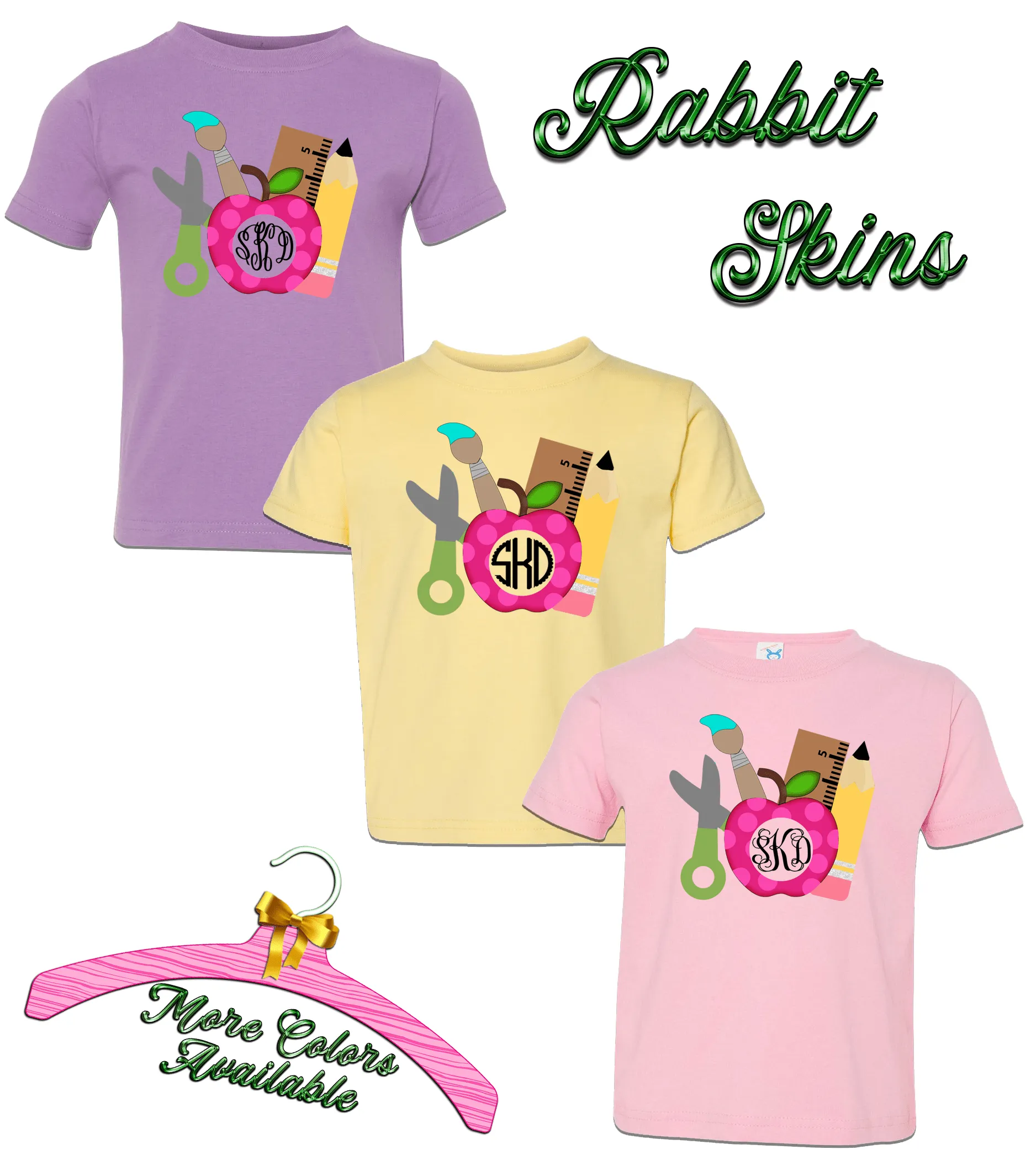 Apple & School Supplies with Monogram ~ Toddler