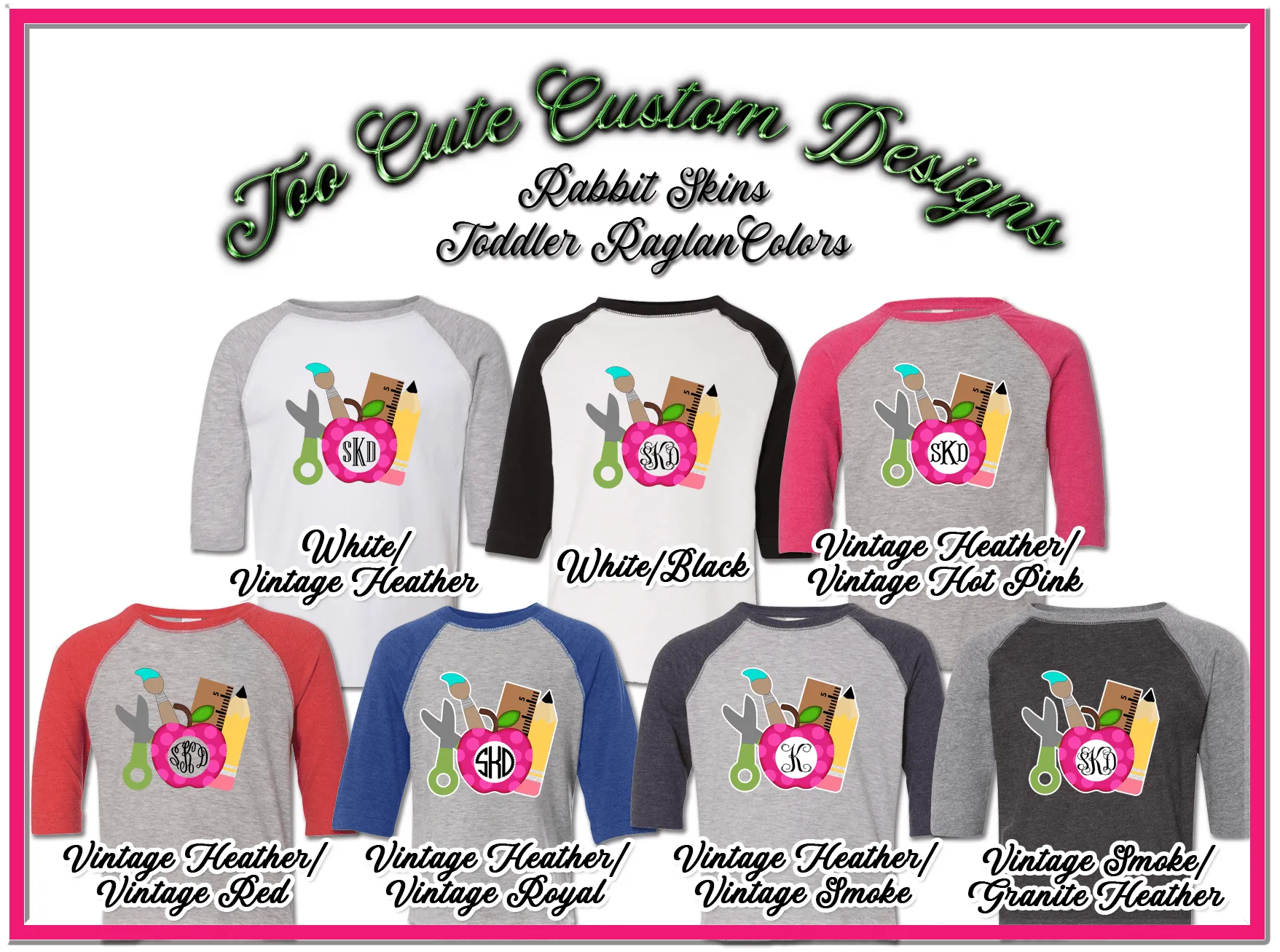Apple & School Supplies with Monogram ~ Toddler