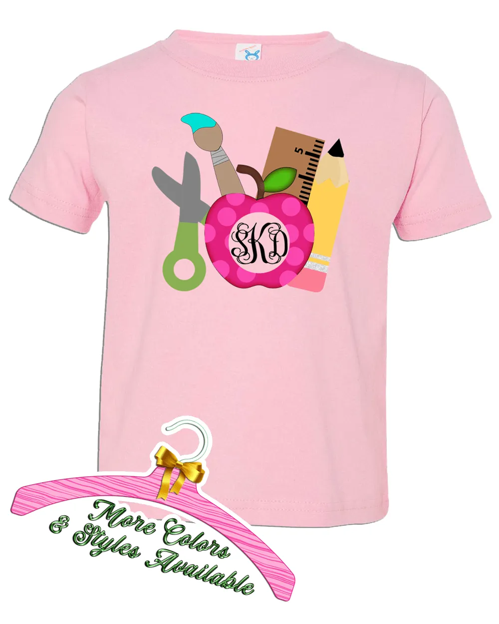 Apple & School Supplies with Monogram ~ Toddler