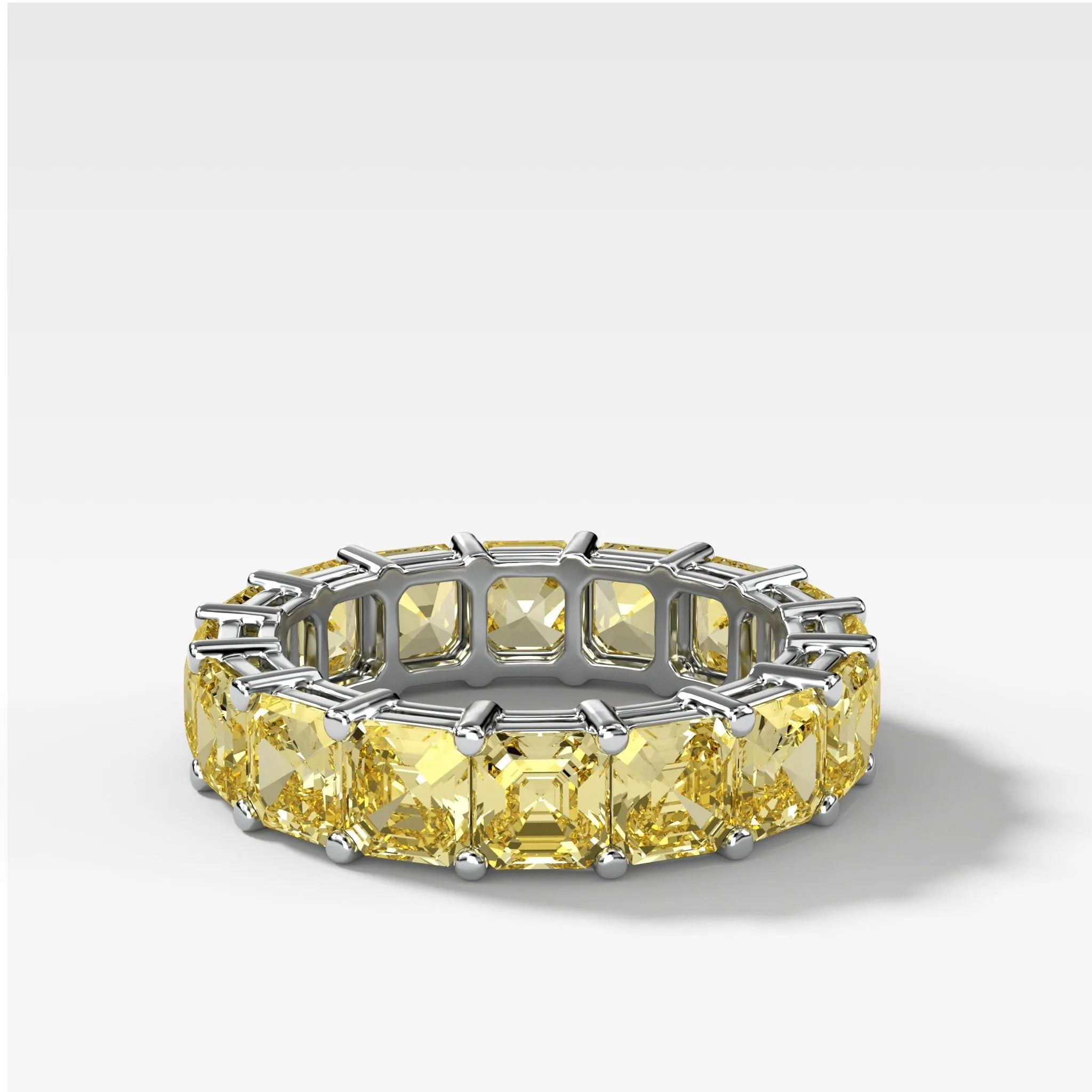 Asscher Cut Constellation Eternity Band With Canary Yellow Diamonds