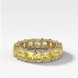 Asscher Cut Constellation Eternity Band With Canary Yellow Diamonds