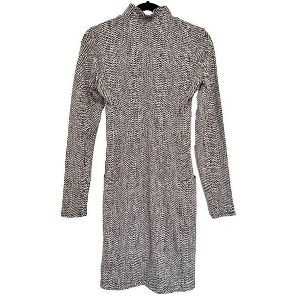Athleta Dress S Tall Delancey 1/2 Zip Long Slve Black White Stretchy Athleisure