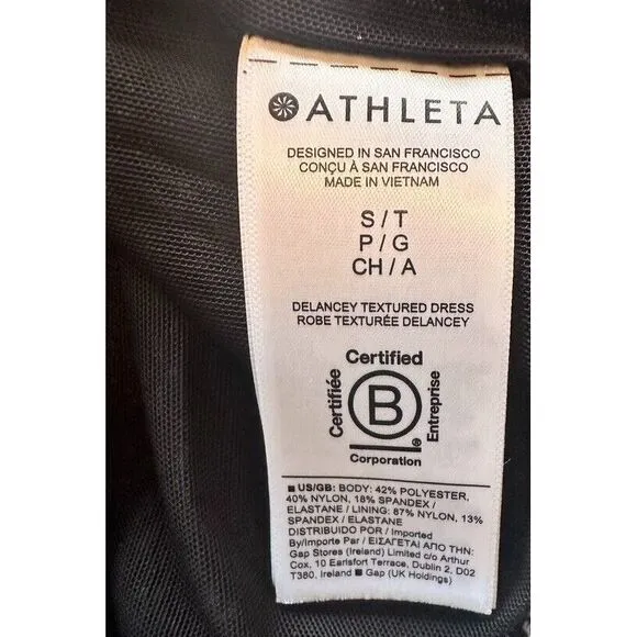 Athleta Dress S Tall Delancey 1/2 Zip Long Slve Black White Stretchy Athleisure