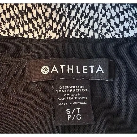 Athleta Dress S Tall Delancey 1/2 Zip Long Slve Black White Stretchy Athleisure