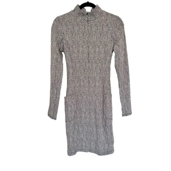 Athleta Dress S Tall Delancey 1/2 Zip Long Slve Black White Stretchy Athleisure