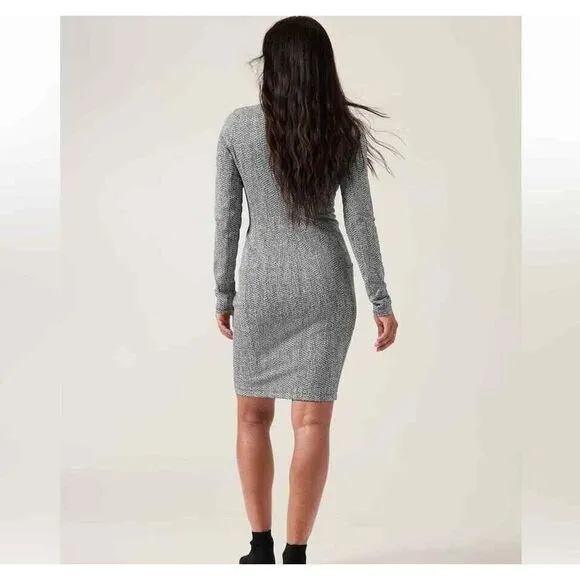 Athleta Dress S Tall Delancey 1/2 Zip Long Slve Black White Stretchy Athleisure