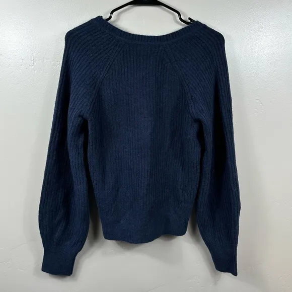 ATHLETA MERINO LAYOVER V-NECK SWEATER SIZE SMALL - NAVY BLUE