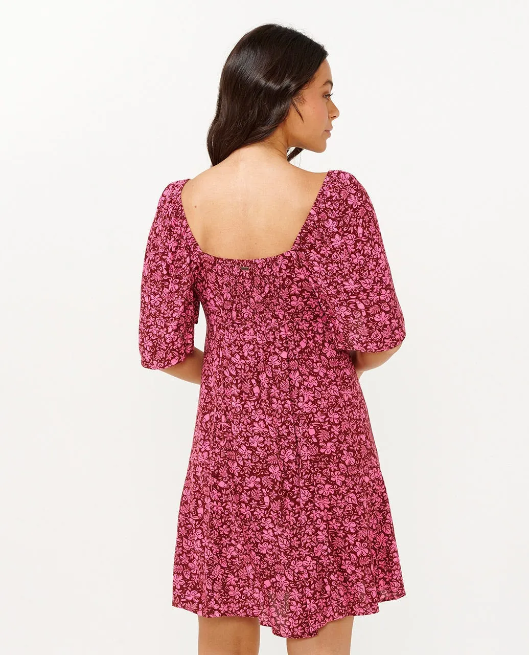 BEACH PARTY S/S MINI DRESS - HOT PINK