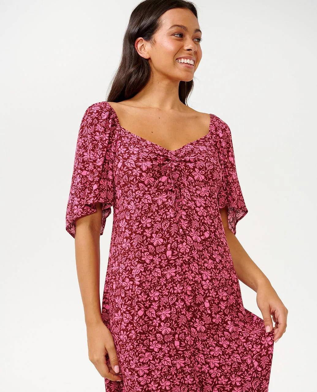 BEACH PARTY S/S MINI DRESS - HOT PINK