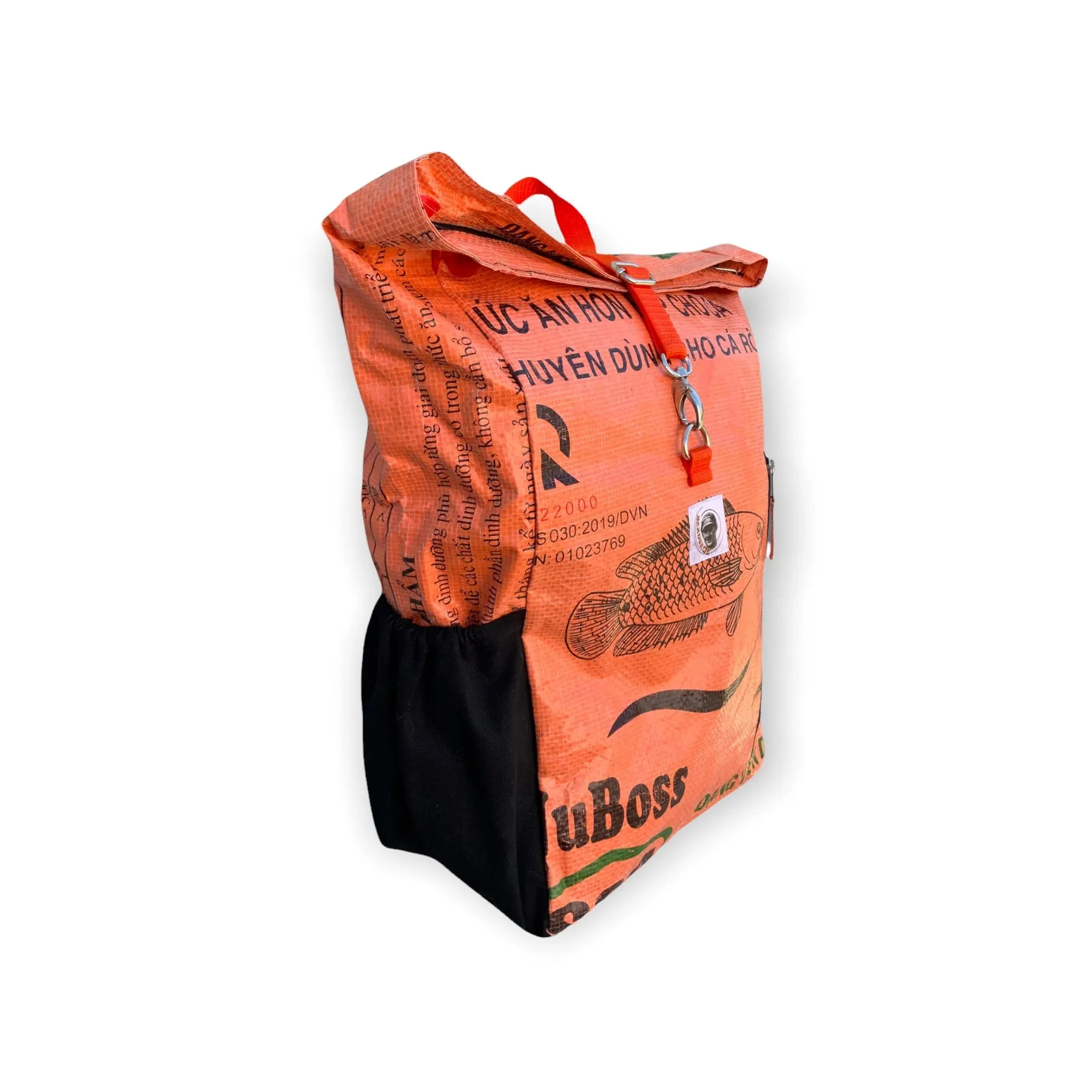 BEadbags Germany Upcycled Classic Adventure Backpack Ri100 Orange Black Fish