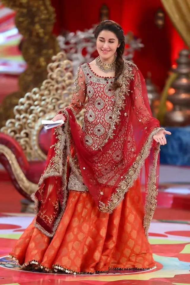 Beautifu mehndi Dress Red & Orange Model # W1006