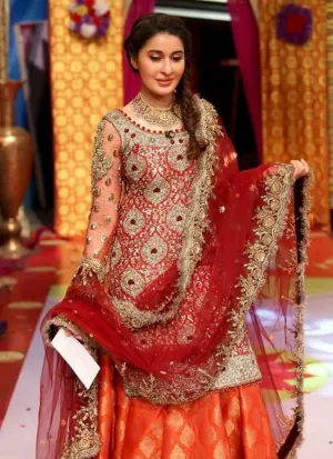 Beautifu mehndi Dress Red & Orange Model # W1006