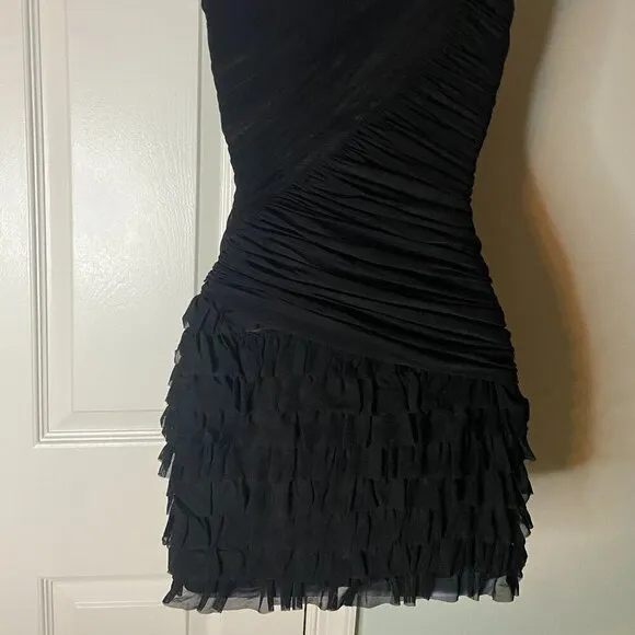 BEBE Black One Shoulder Mini Dress Size XXS