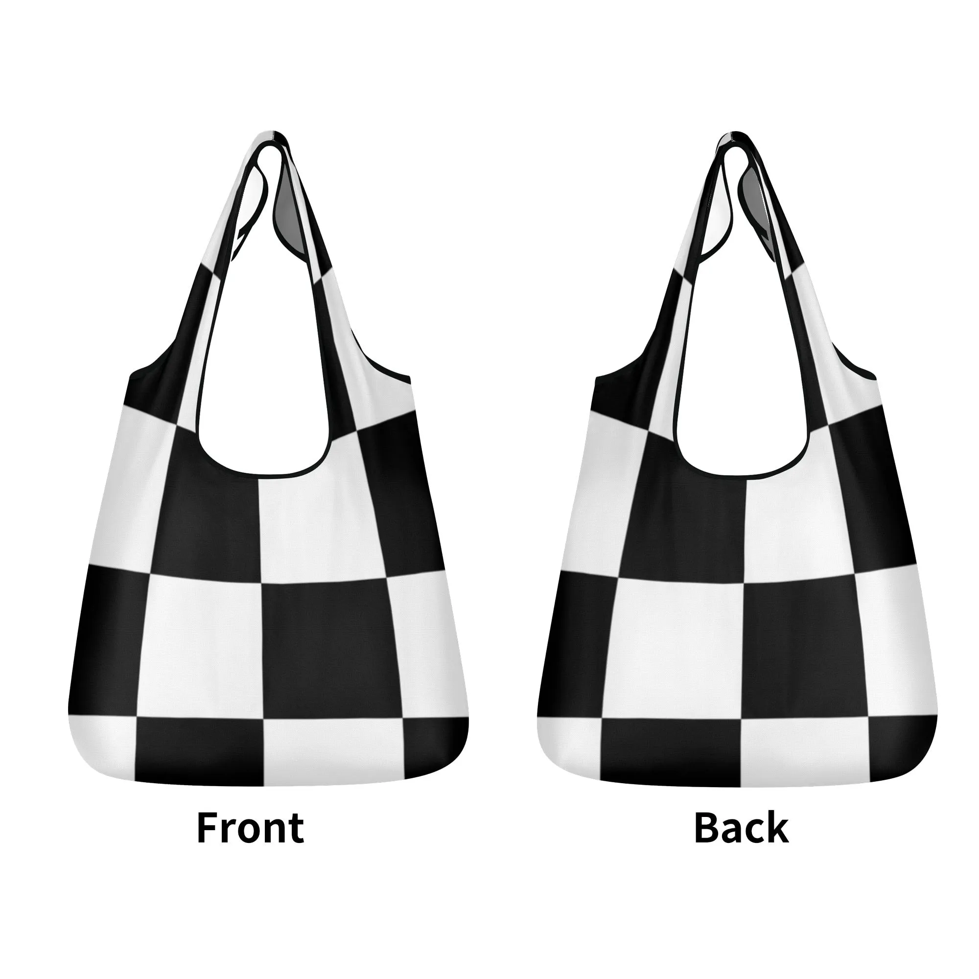 Black & White Geometric Design Premium Polyester Grocery Bags (3 Pack)