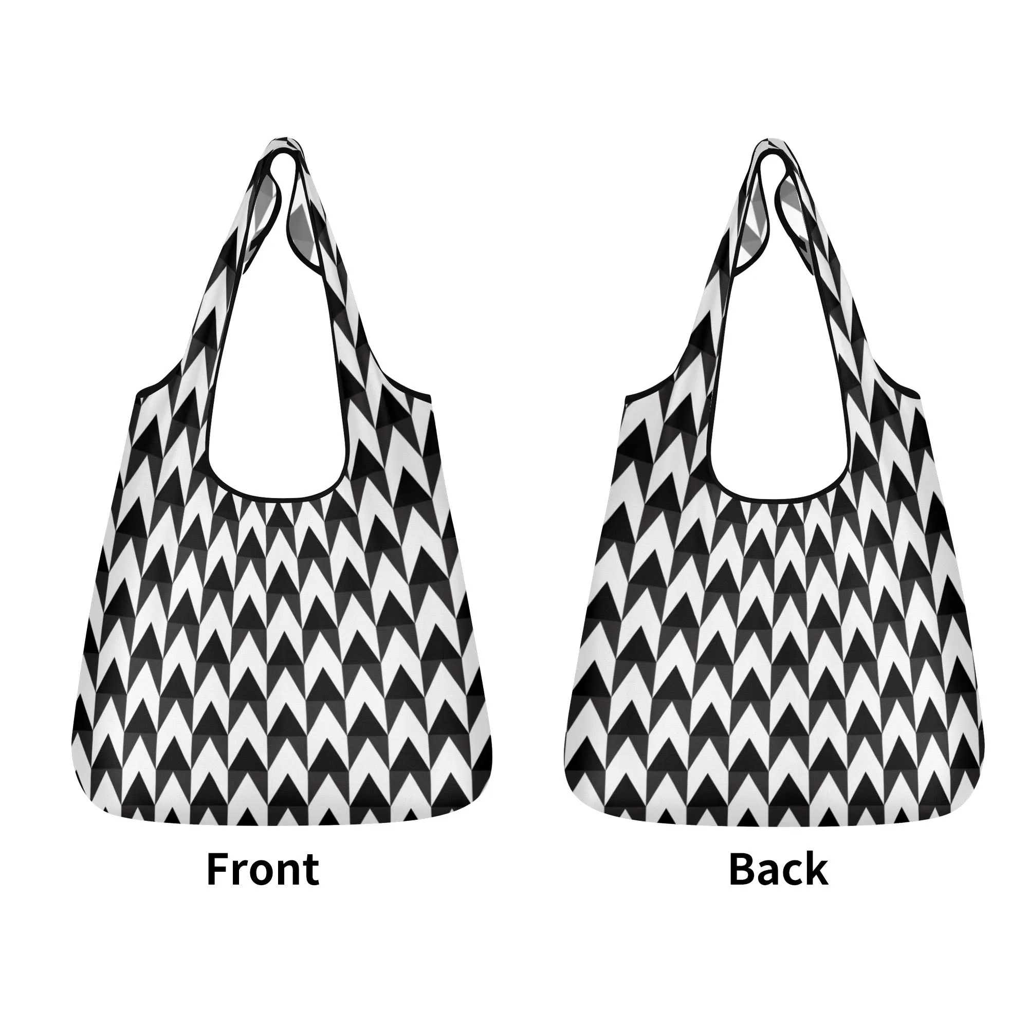 Black & White Geometric Design Premium Polyester Grocery Bags (3 Pack)