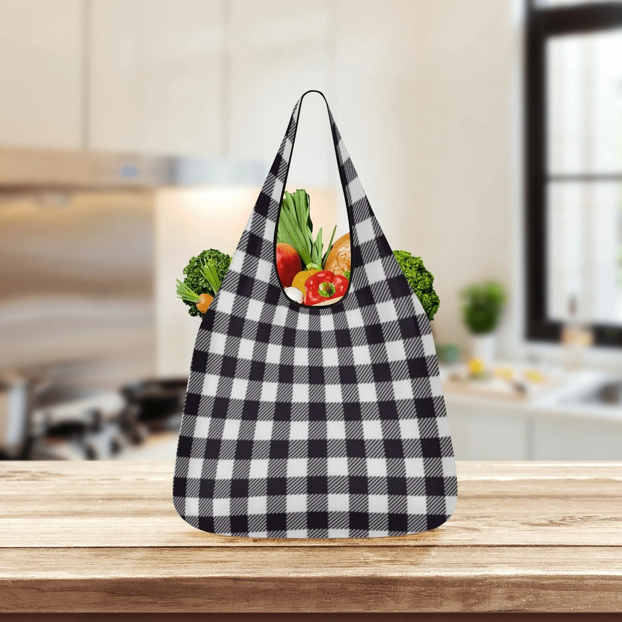 Black & White Geometric Design Premium Polyester Grocery Bags (3 Pack)