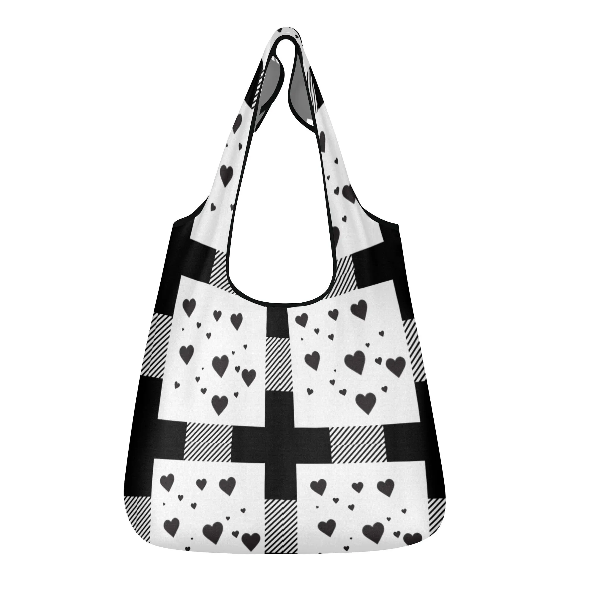 Black & White Geometric Design Premium Polyester Grocery Bags (3 Pack)
