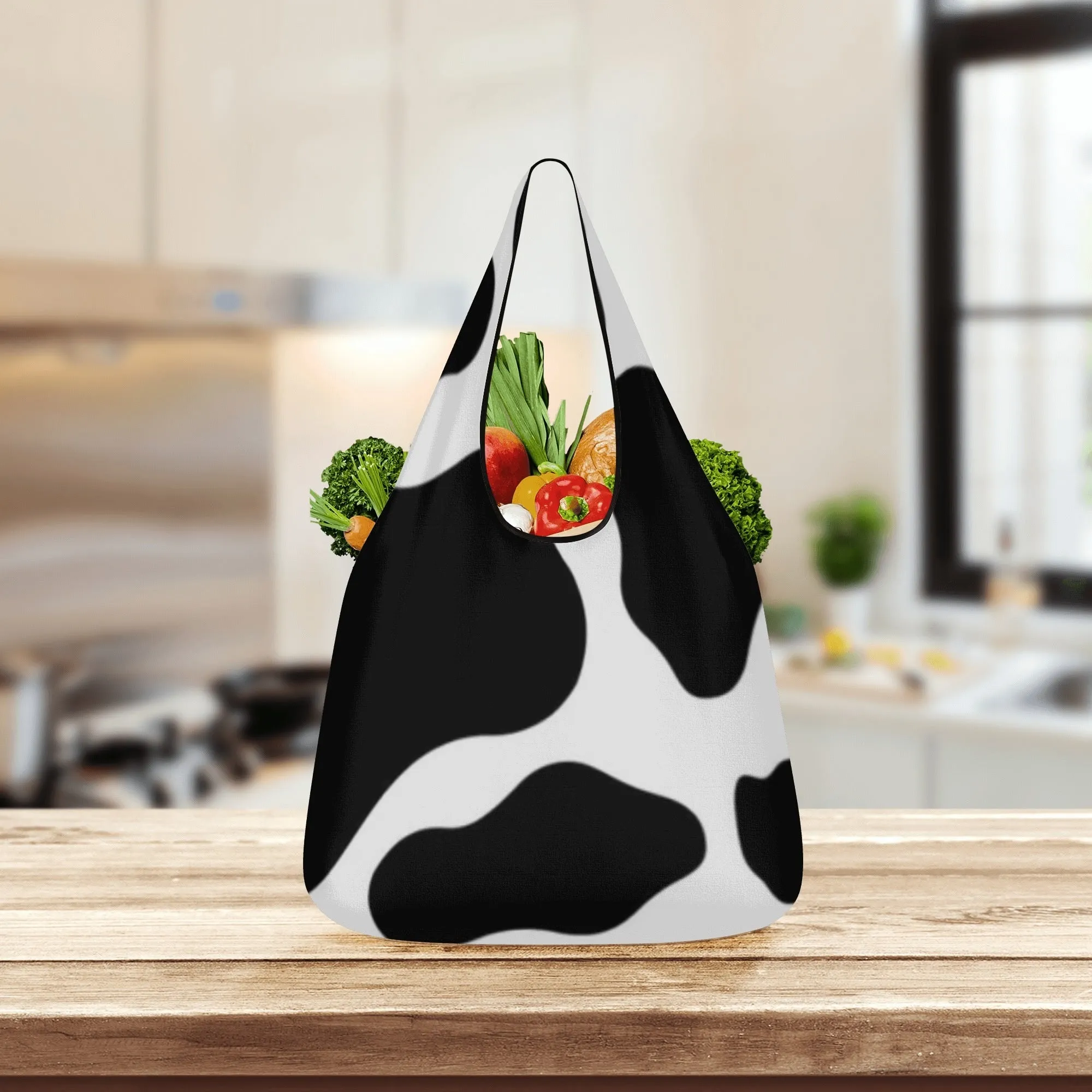 Black & White Geometric Design Premium Polyester Grocery Bags (3 Pack)