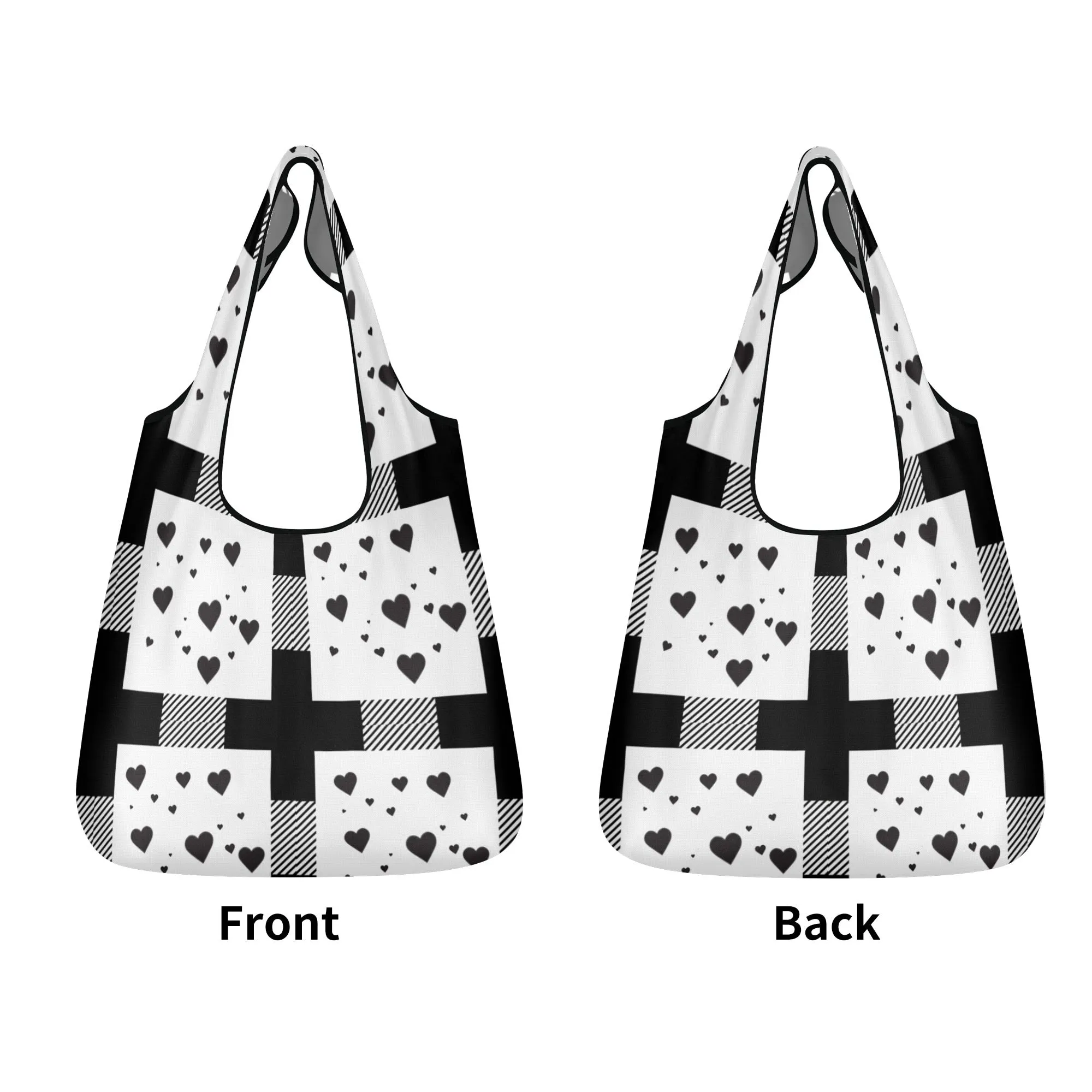 Black & White Geometric Design Premium Polyester Grocery Bags (3 Pack)