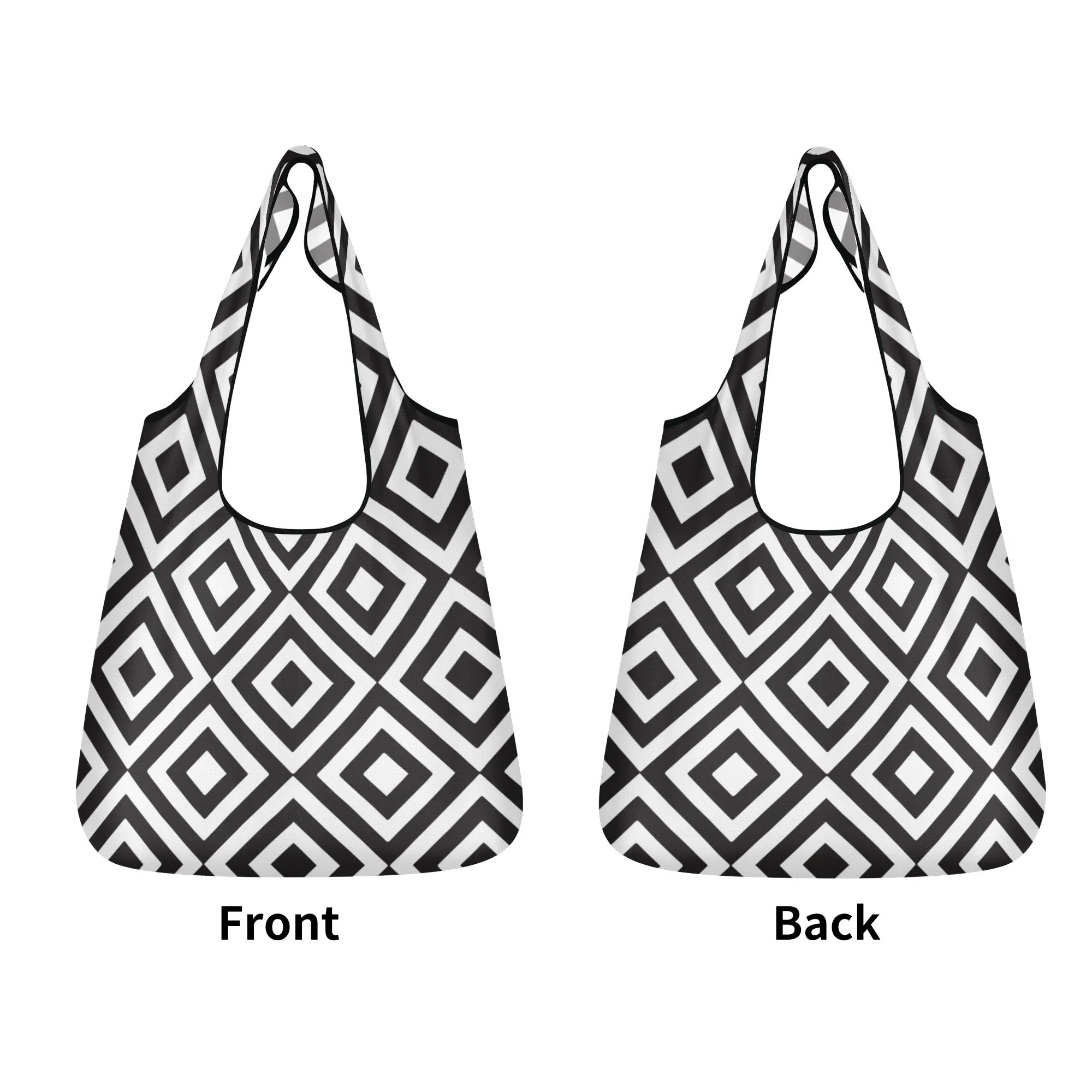Black & White Geometric Design Premium Polyester Grocery Bags (3 Pack)
