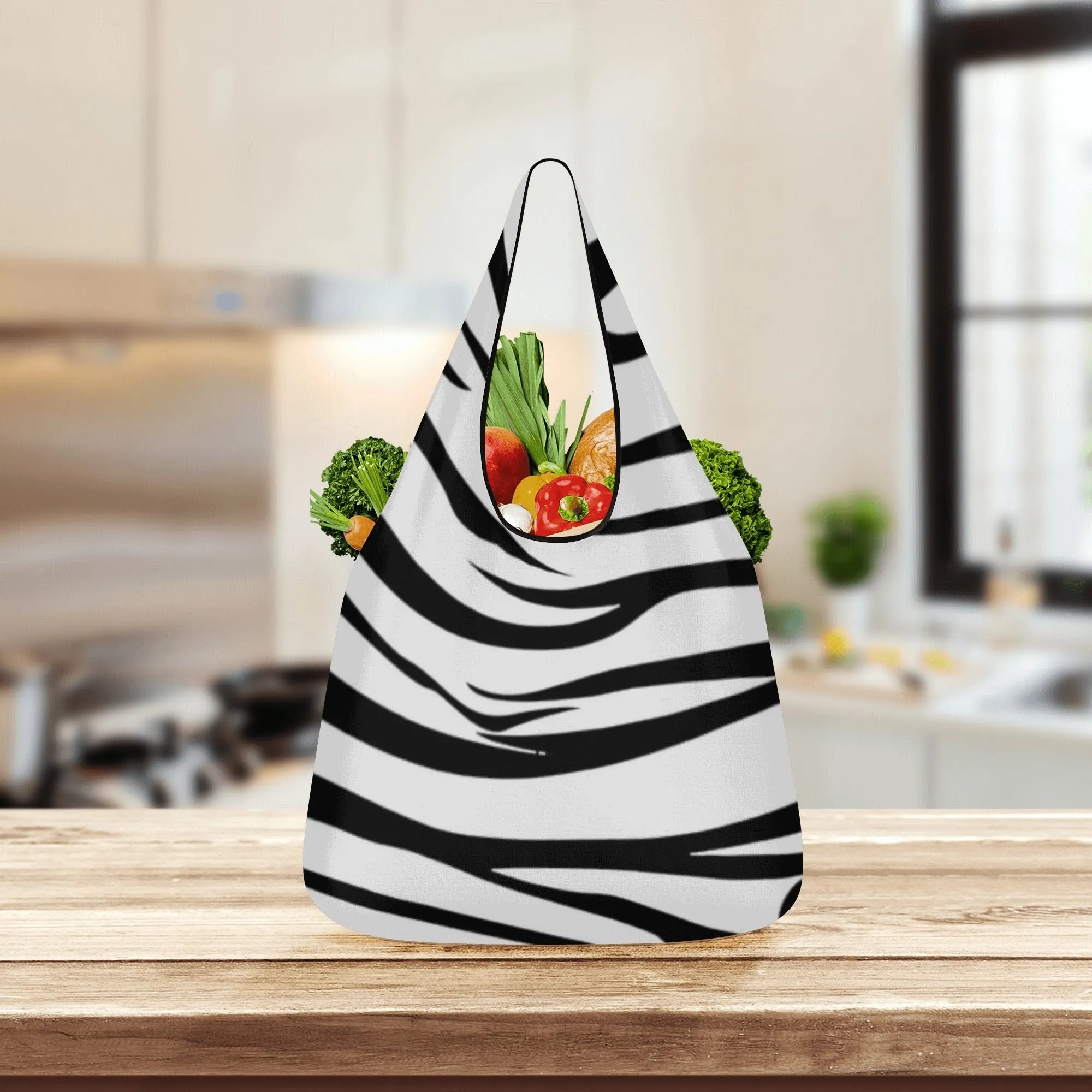 Black & White Geometric Design Premium Polyester Grocery Bags (3 Pack)