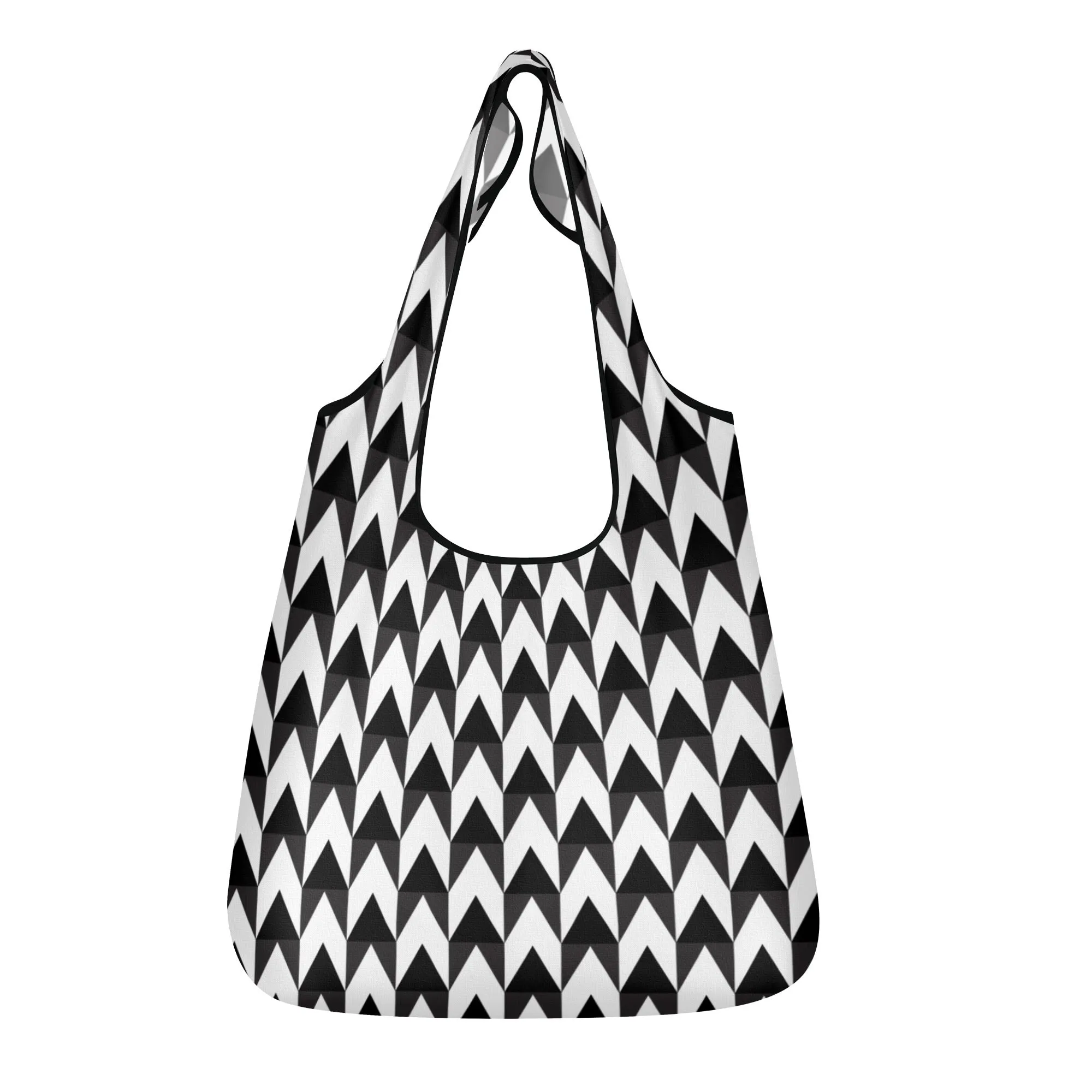 Black & White Geometric Design Premium Polyester Grocery Bags (3 Pack)