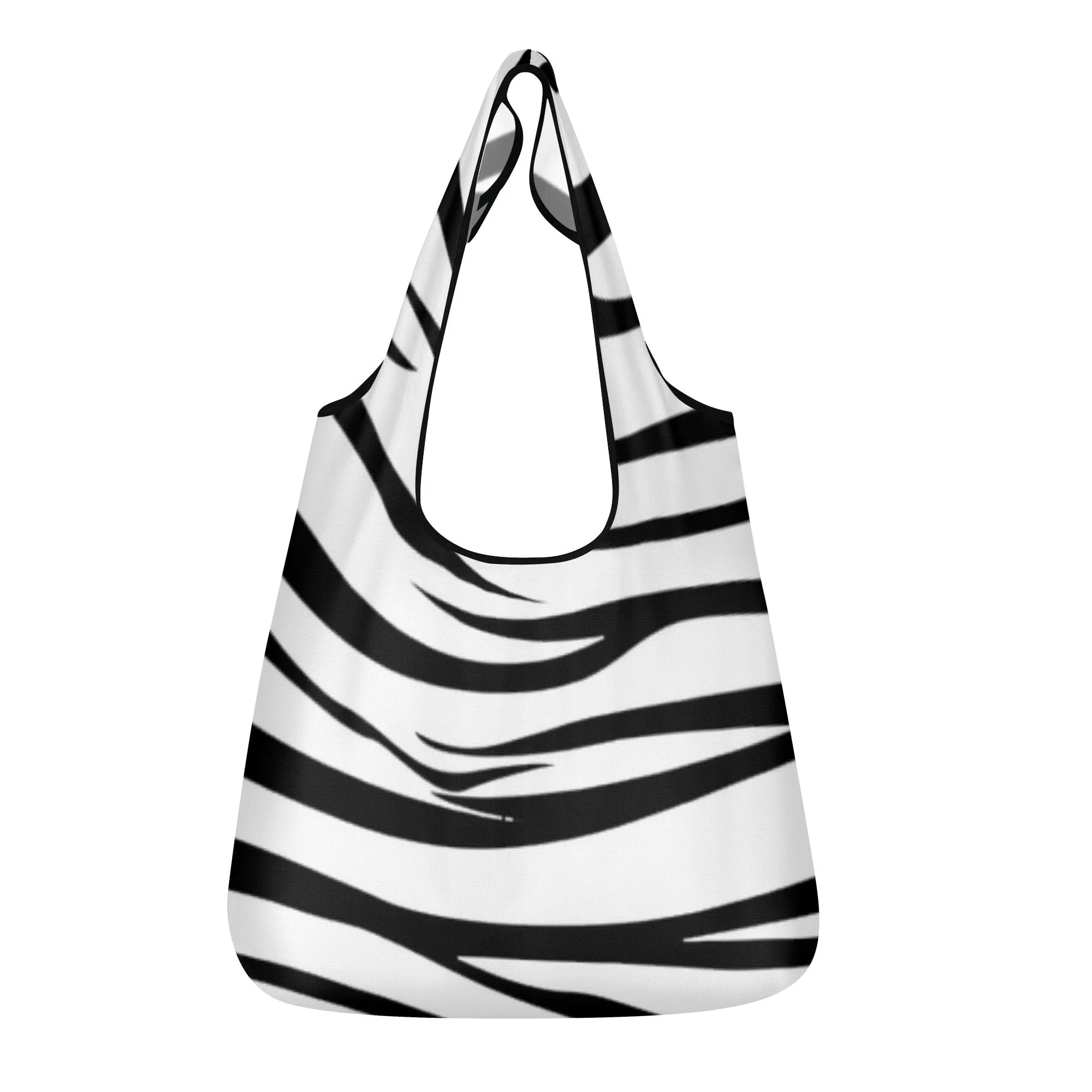 Black & White Geometric Design Premium Polyester Grocery Bags (3 Pack)
