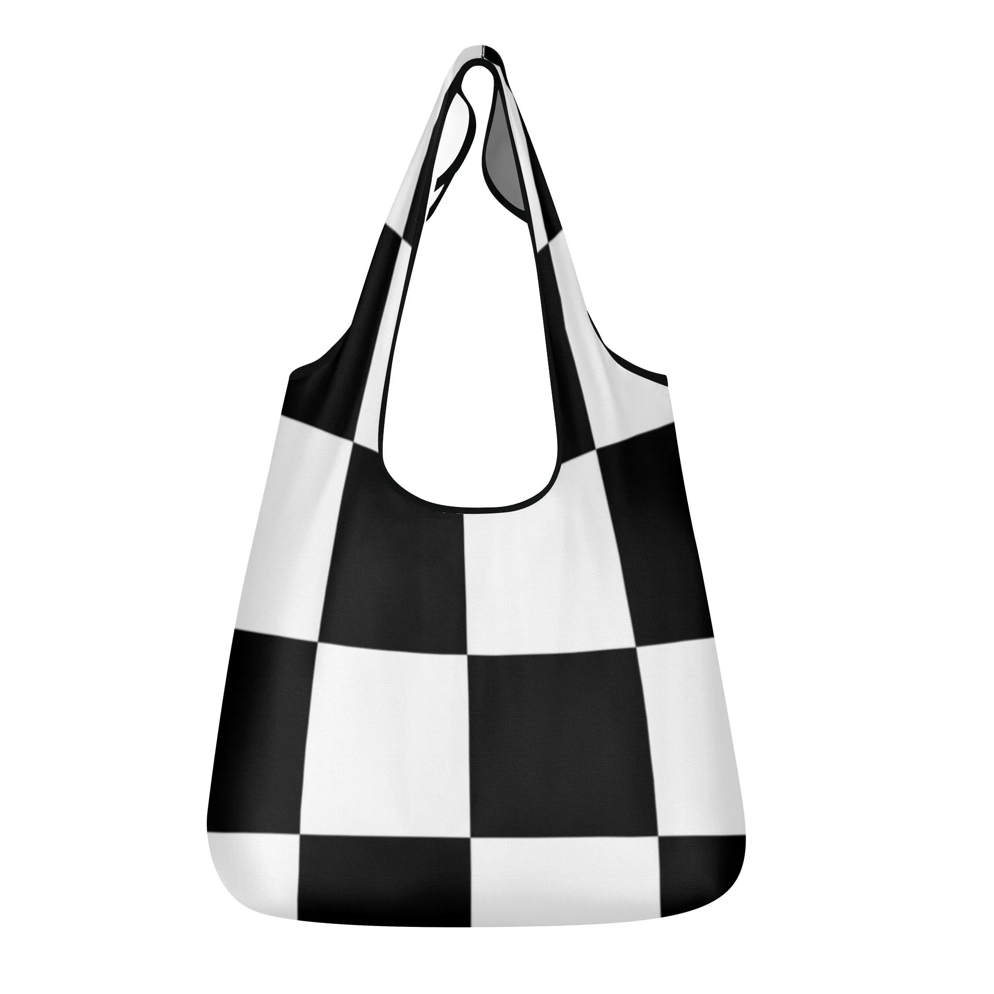 Black & White Geometric Design Premium Polyester Grocery Bags (3 Pack)