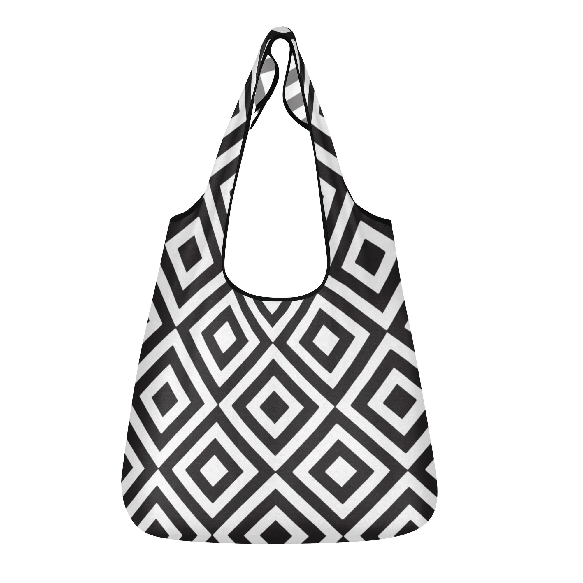 Black & White Geometric Design Premium Polyester Grocery Bags (3 Pack)