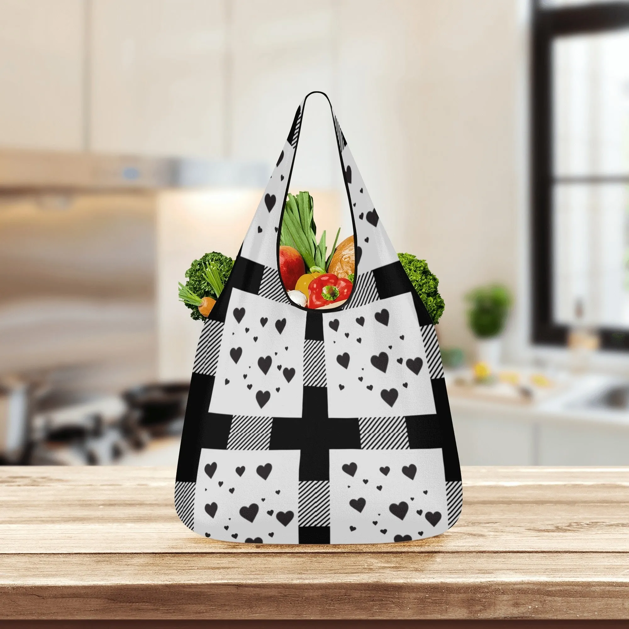 Black & White Geometric Design Premium Polyester Grocery Bags (3 Pack)