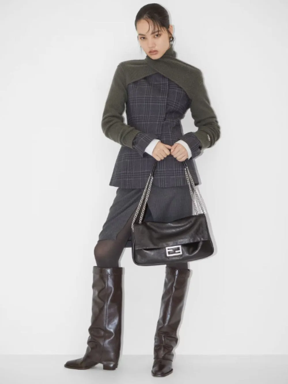 Black Leather Baguette Bag