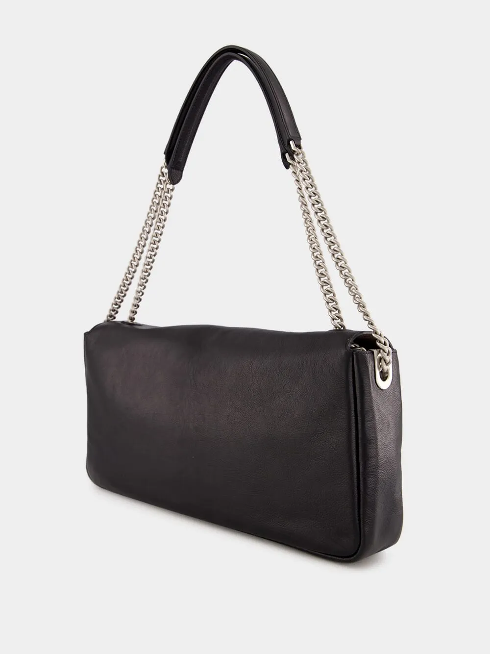 Black Leather Baguette Bag