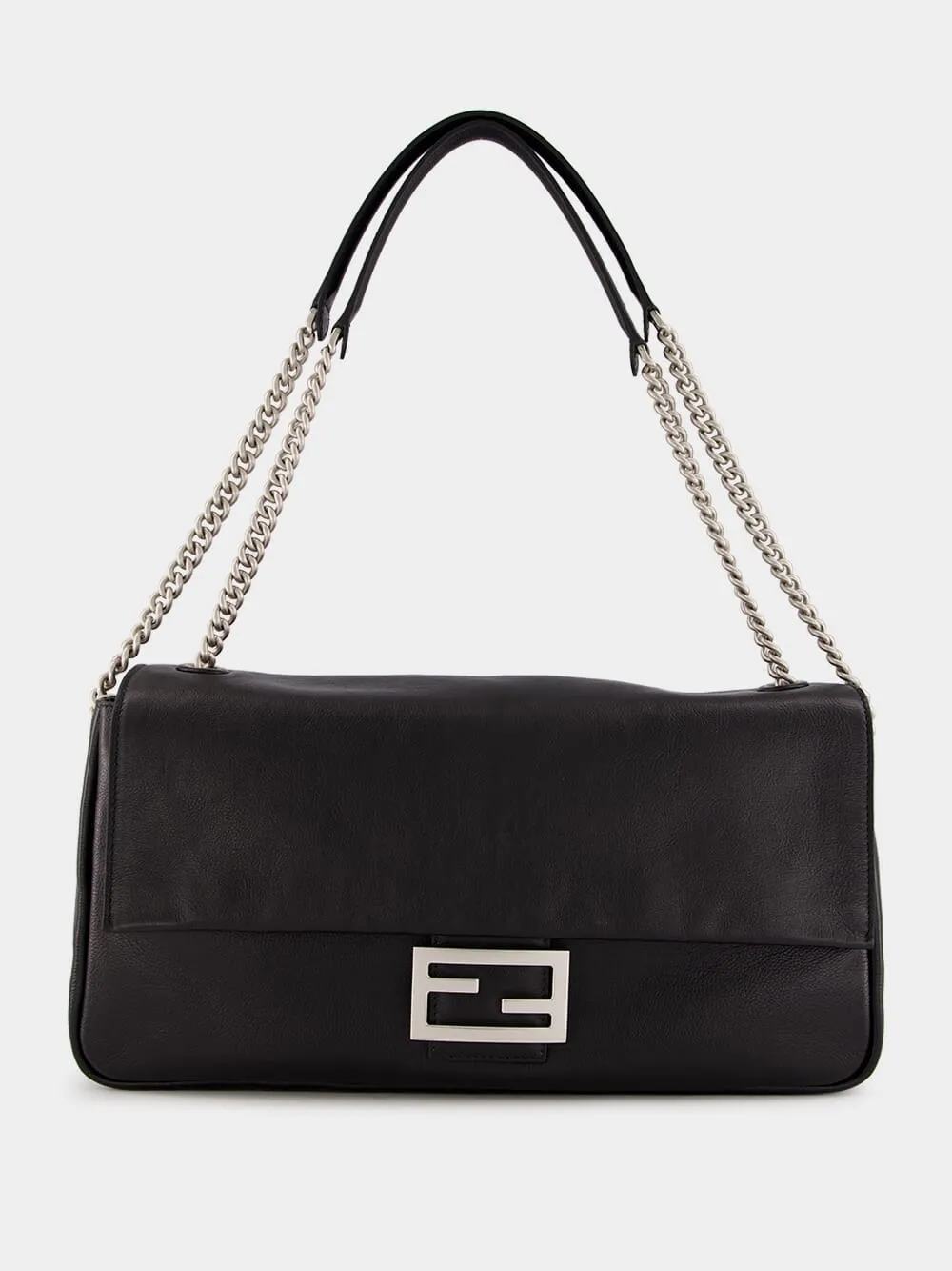 Black Leather Baguette Bag