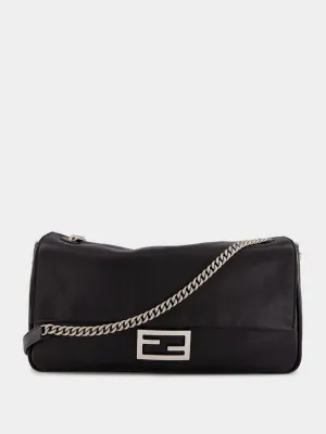 Black Leather Baguette Bag