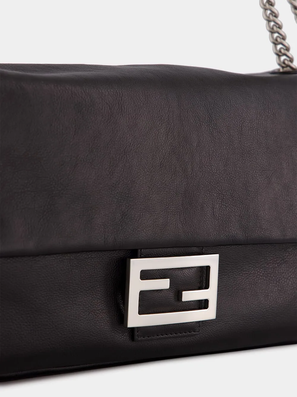 Black Leather Baguette Bag