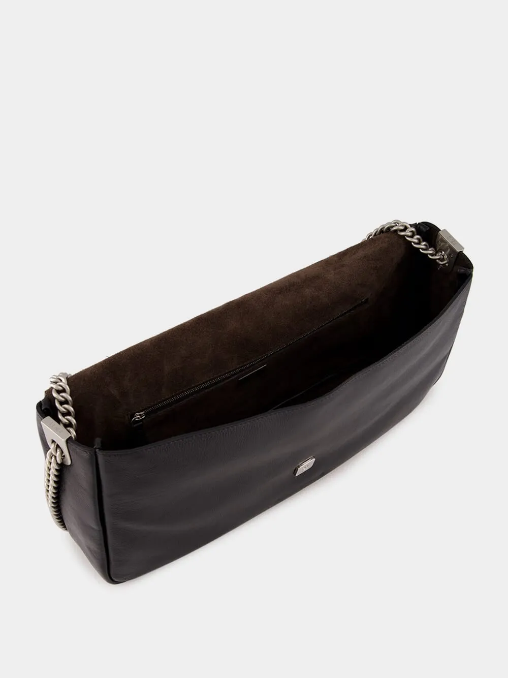 Black Leather Baguette Bag
