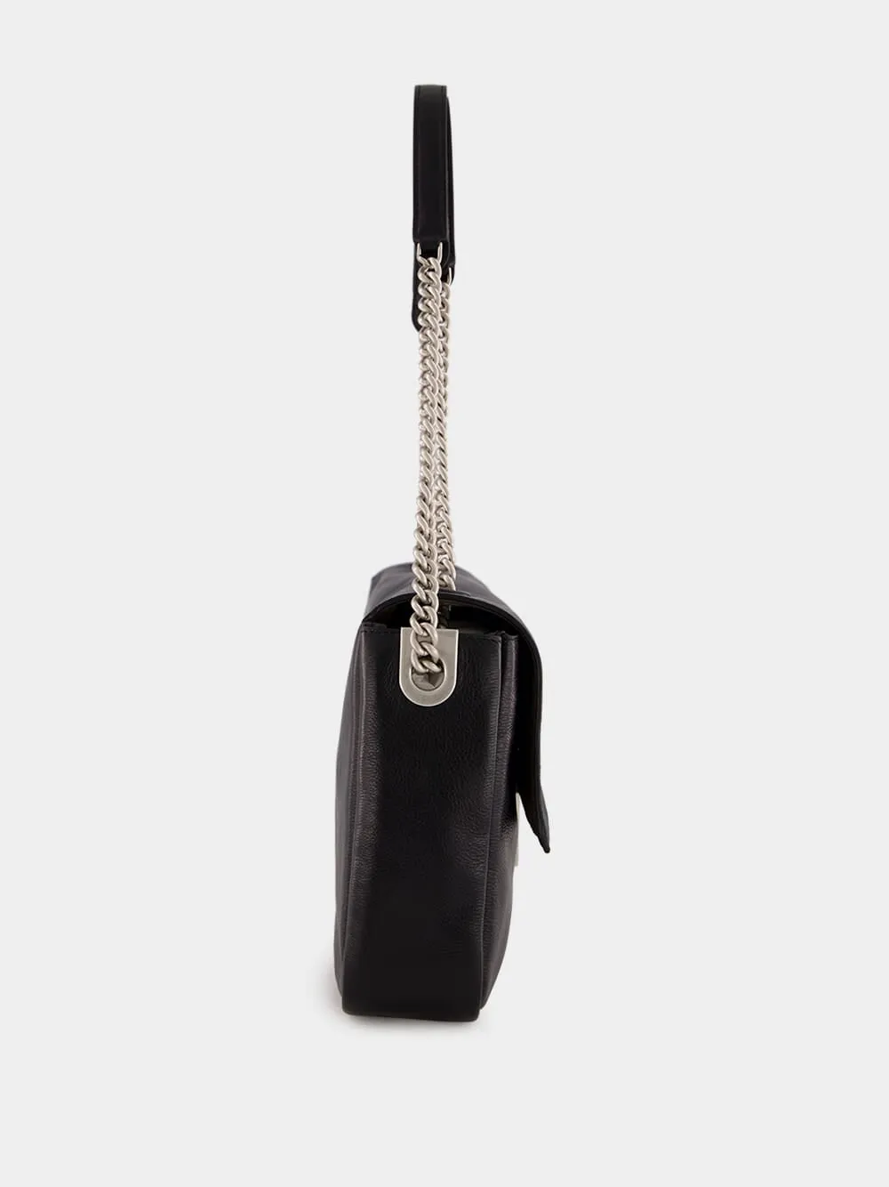 Black Leather Baguette Bag