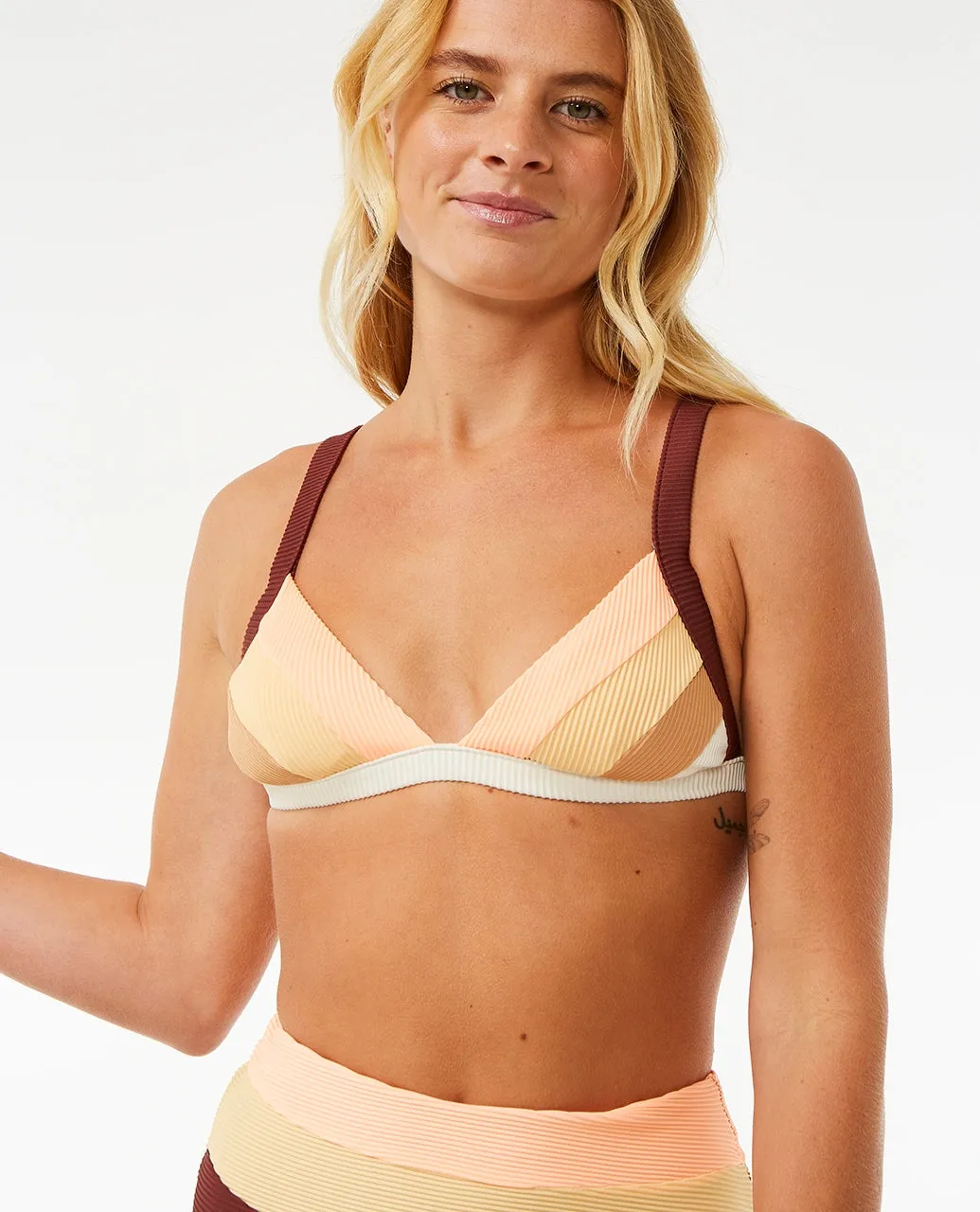 Block Party Spliced Fixed Triangle Bikini Top