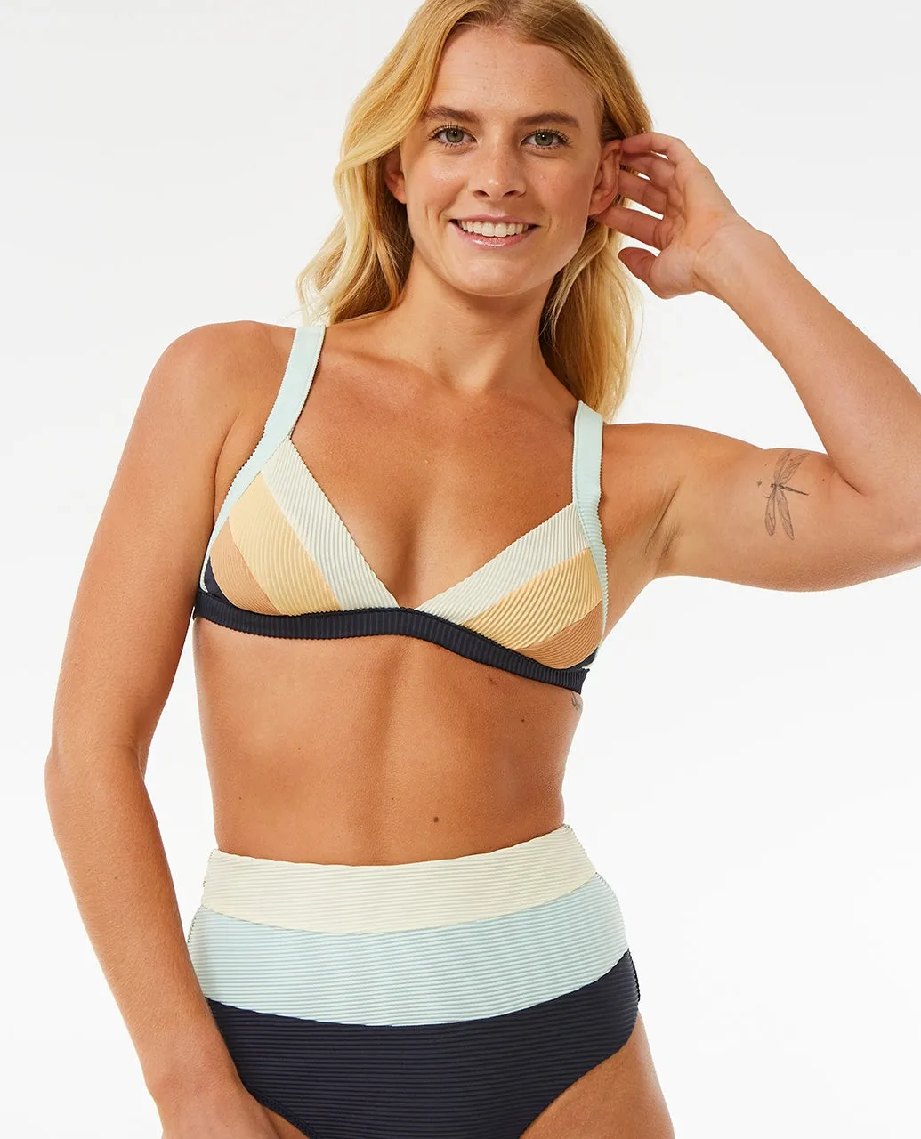Block Party Spliced Fixed Triangle Bikini Top