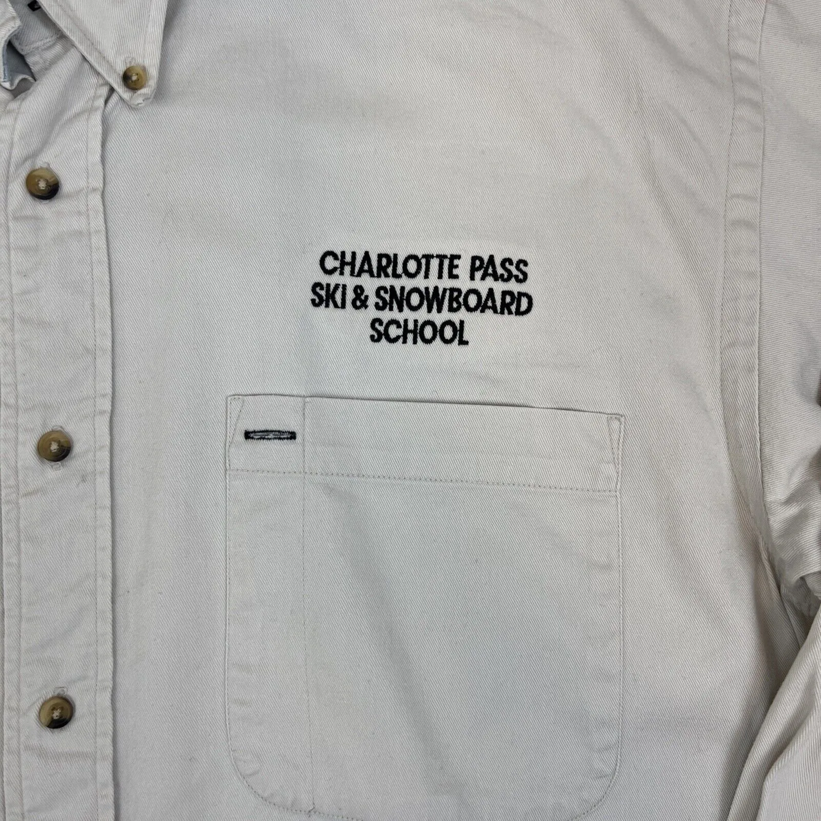 Blue Pacific Mens Heavy Weight Button Up Shirt Charlotte Pass Ski School Size XL