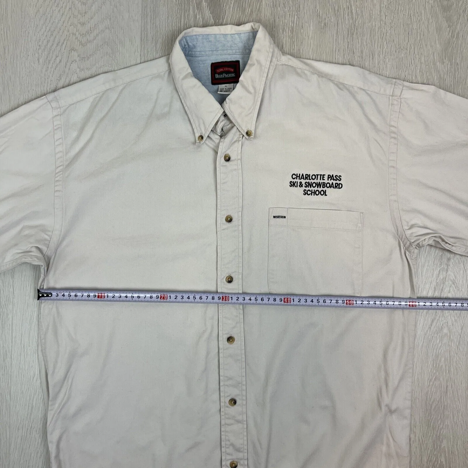 Blue Pacific Mens Heavy Weight Button Up Shirt Charlotte Pass Ski School Size XL