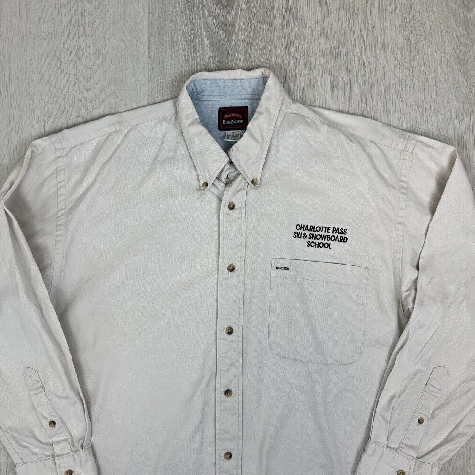 Blue Pacific Mens Heavy Weight Button Up Shirt Charlotte Pass Ski School Size XL